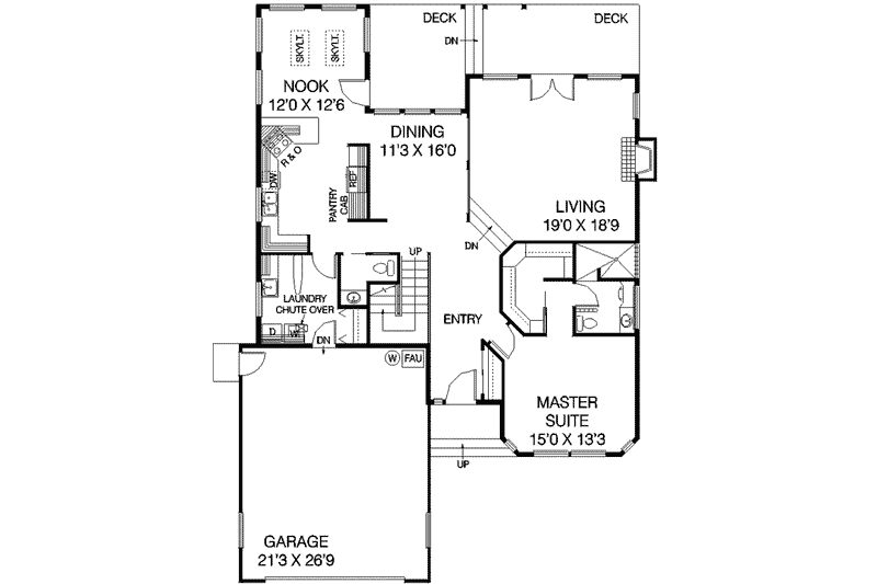Home Plan - Floor Plan - Main Floor for Traditional House Plan #60-425 - 3 bed, 2.5 bath