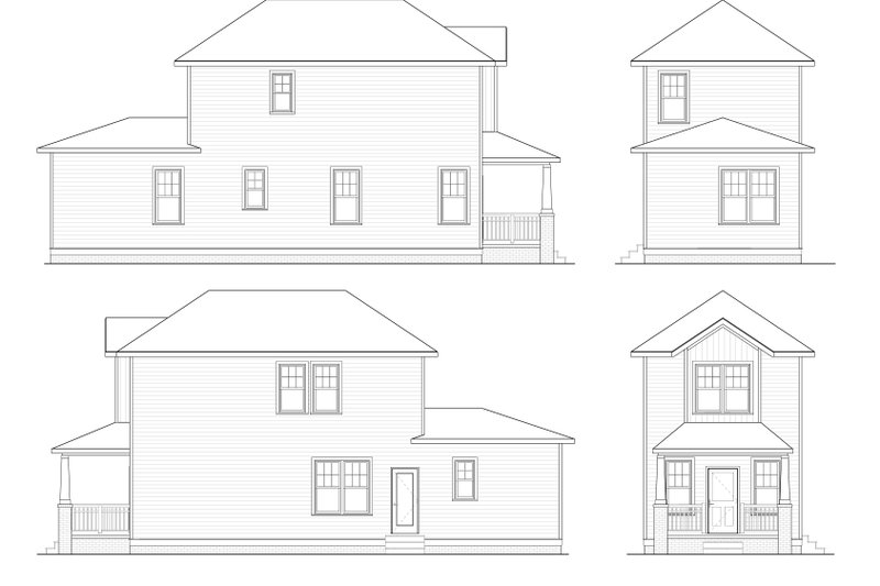 House Design - Exterior - Other Elevation for Prairie House Plan #936-36 - 3 bed, 2 bath