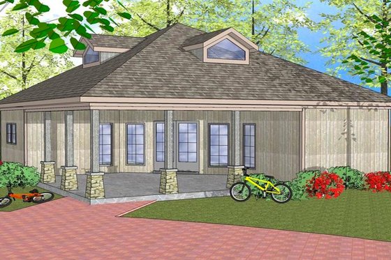 Exterior - Front Elevation for Southern House Plan #8-300 - 3 bed, 1.5 bath