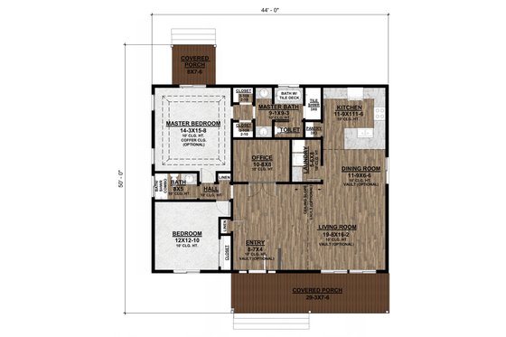 Floor Plan - Main Floor for Farmhouse House Plan #1077-5 - 2 bed, 3 bath