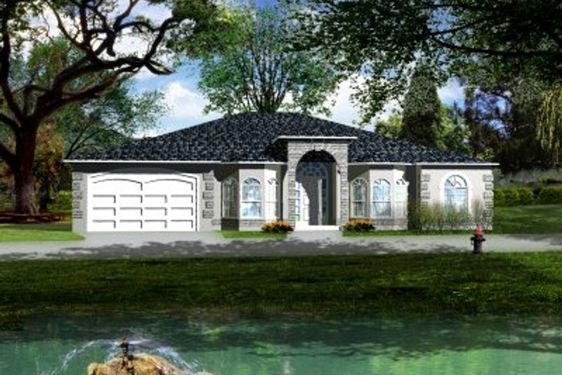 Dream House Plan - Adobe / Southwestern Exterior - Front Elevation Plan #1-674