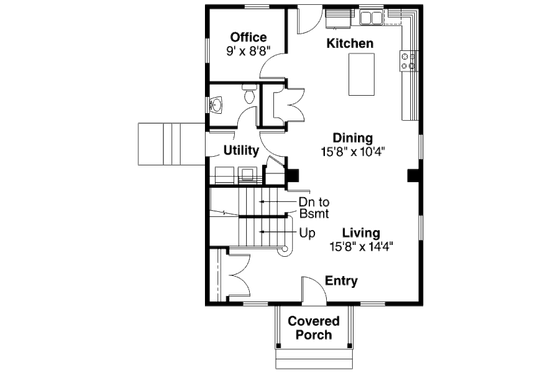 Floor Plan - Main Floor for Colonial House Plan #124-666 - 3 bed, 1.5 bath