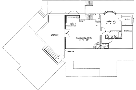 Floor Plan - Lower Floor for Traditional House Plan #117-157 - 2 bed, 3 bath