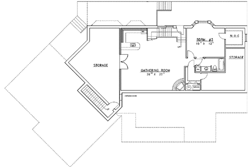 Architectural House Design - Floor Plan - Lower Floor for Traditional House Plan #117-157 - 2 bed, 3 bath