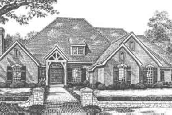 Exterior - Front Elevation for European House Plan #310-506 - 4 bed, 3.5 bath