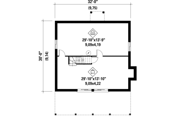 Floor Plan - Upper Floor for Cabin House Plan #25-4523 - 2 bed, 1 bath