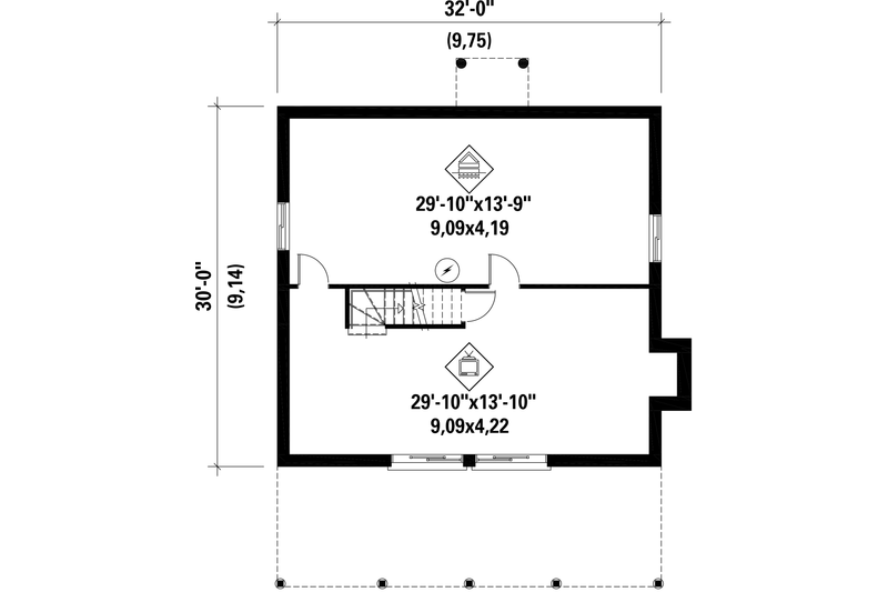 House Plan Design - Floor Plan - Upper Floor for Cabin House Plan #25-4523 - 2 bed, 1 bath