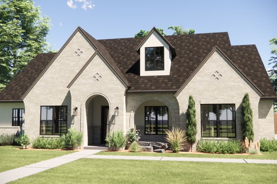 Exterior - Front Elevation 4 for European House Plan #1098-11 - 3 bed, 2.5 bath