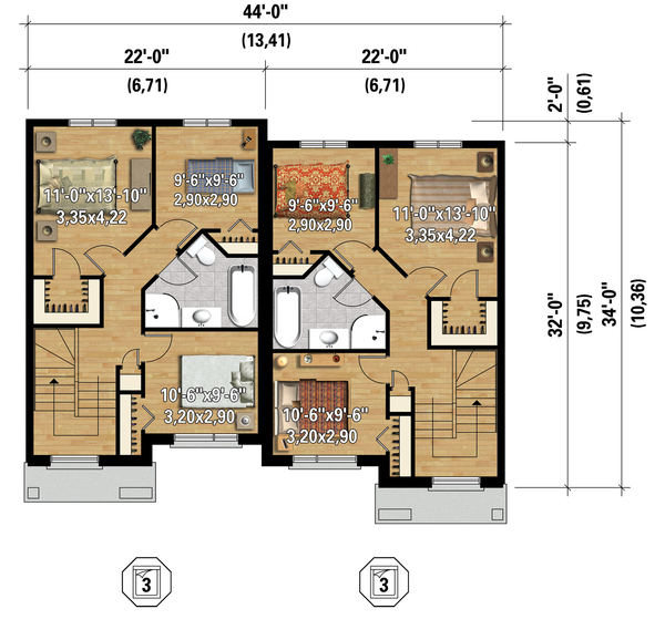 Contemporary Floor Plan - Upper Floor Plan #25-4394