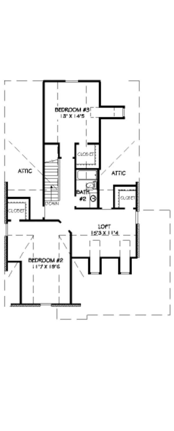 Traditional Floor Plan - Upper Floor Plan #424-290