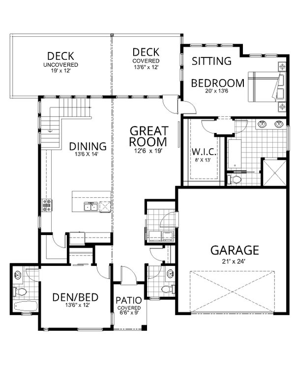Architectural House Design - Contemporary Floor Plan - Main Floor Plan #112-195