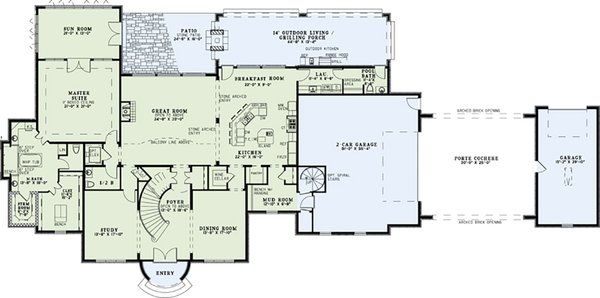 House Blueprint - Floor Plan - Main Floor for European House Plan #17-2553 - 4 bed, 4.5 bath