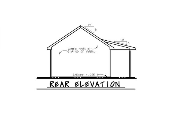 Exterior - Rear Elevation for Traditional House Plan #20-2324, 1 bath