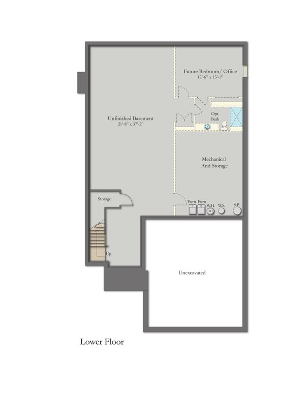 Traditional Floor Plan - Lower Floor Plan #1057-40