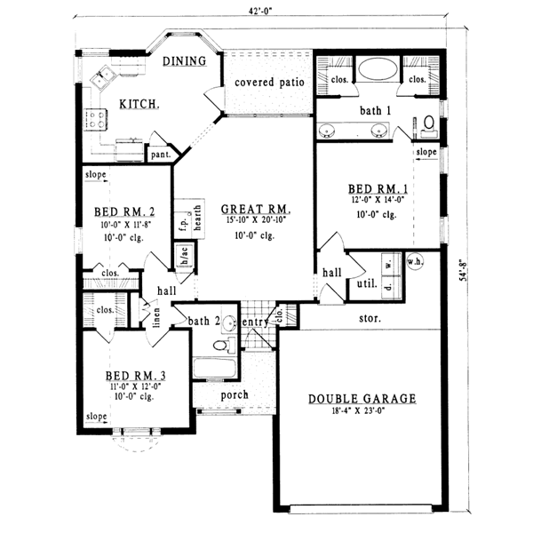 Traditional Floor Plan - Main Floor Plan #42-154