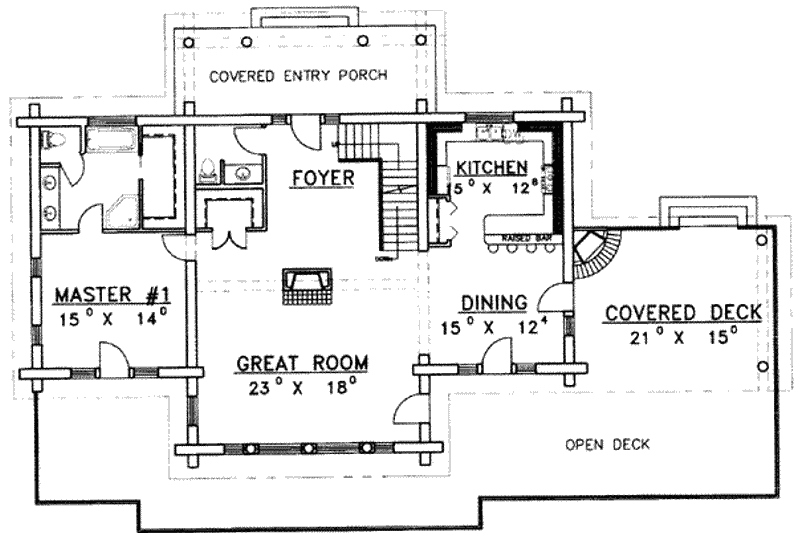 House Plan Design - Floor Plan - Main Floor for Traditional House Plan #117-313 - 4 bed, 4.5 bath