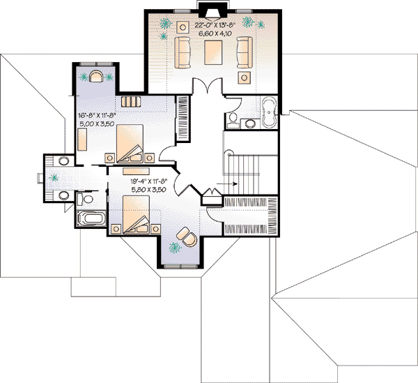House Plan Design - Traditional Floor Plan - Upper Floor Plan #23-401