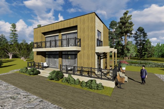 Exterior - Front Elevation for Modern House Plan #549-2 - 3 bed, 2 bath