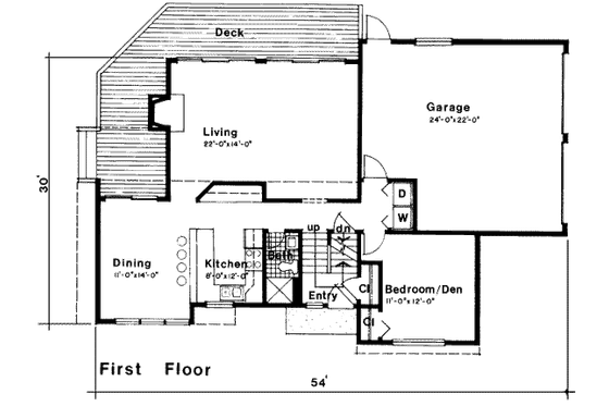 Floor Plan - Main Floor for Modern House Plan #312-840 - 4 bed, 2 bath