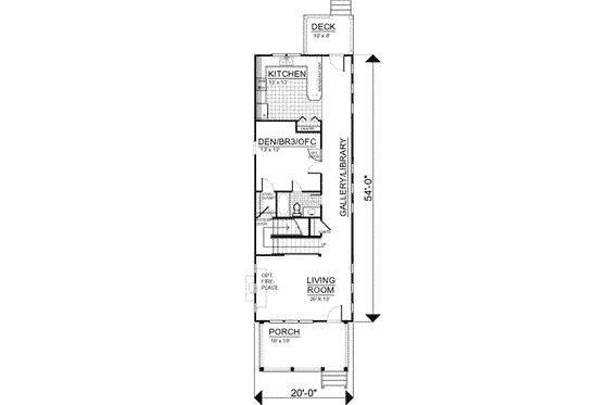 Floor Plan - Main Floor for Farmhouse House Plan #30-102 - 3 bed, 2 bath