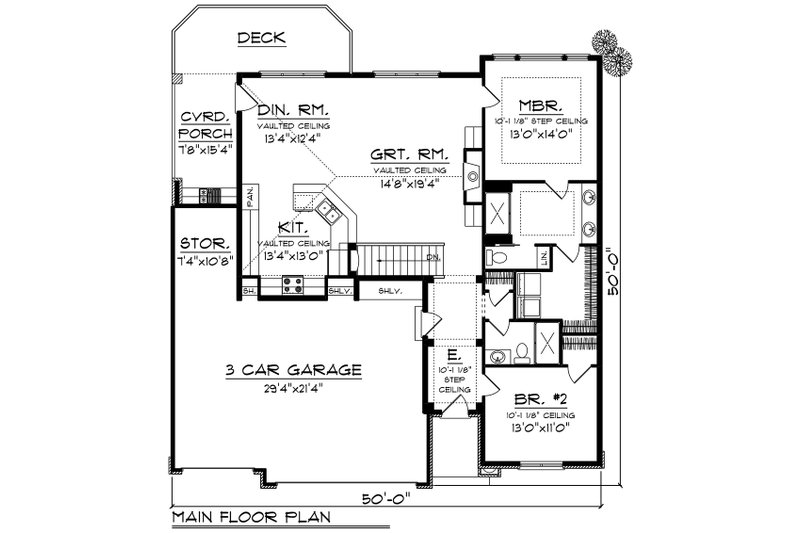 Architectural House Design - Floor Plan - Main Floor for Craftsman House Plan #70-1531 - 4 bed, 3 bath