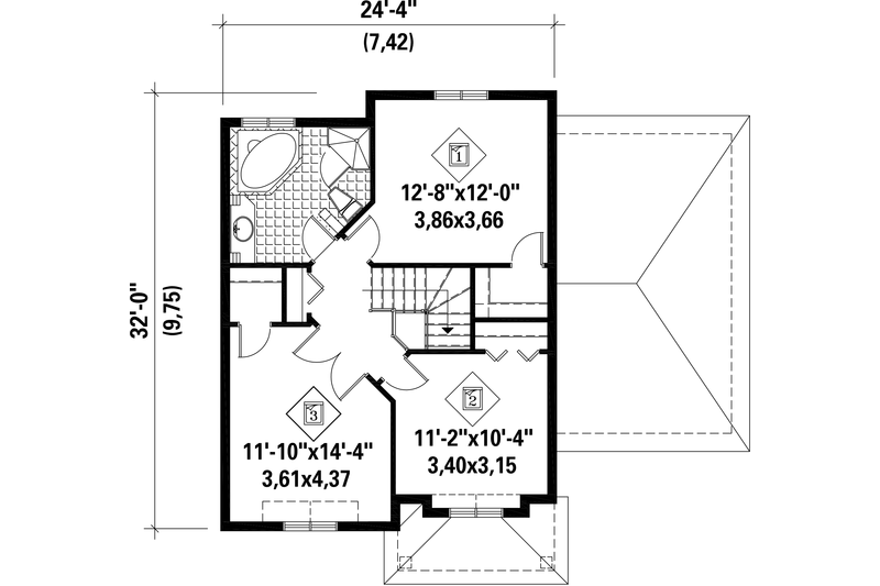 Dream House Plan - Floor Plan - Upper Floor for Traditional House Plan #25-4489 - 3 bed, 1 bath