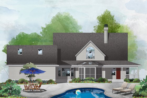 Exterior - Rear Elevation for Country House Plan #929-122 - 3 bed, 2.5 bath