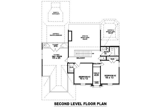 Floor Plan - Upper Floor for European House Plan #81-13668 - 3 bed, 3 bath