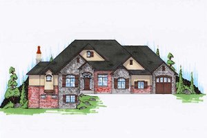 European Exterior - Front Elevation Plan #5-352