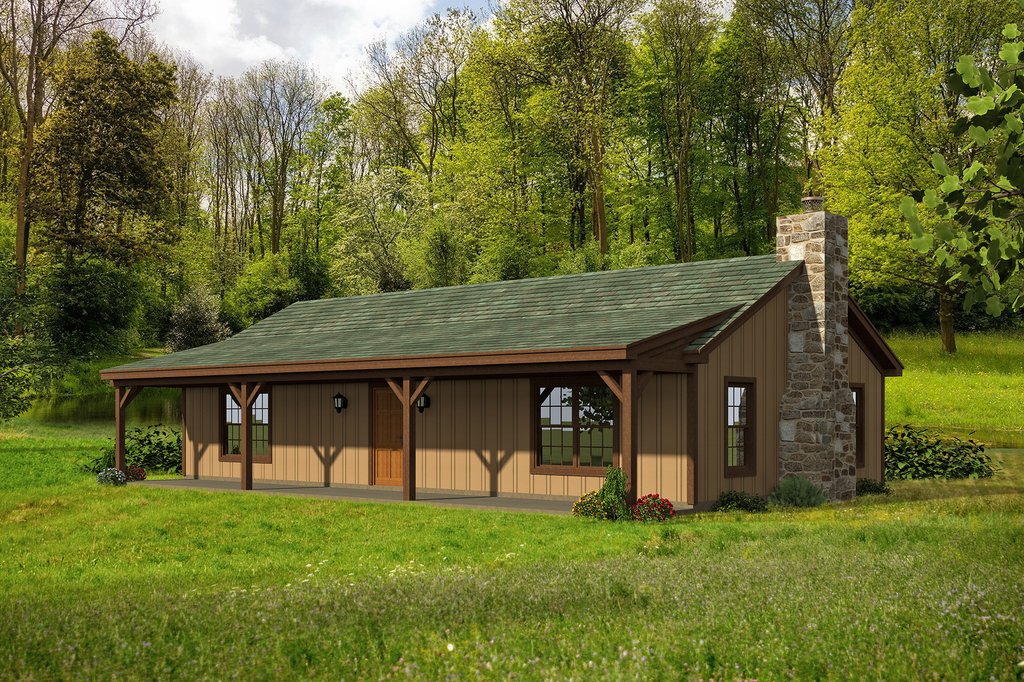 Cabin Style House Plan - 2 Beds 1 Baths 1200 Sq/Ft Plan #932-8