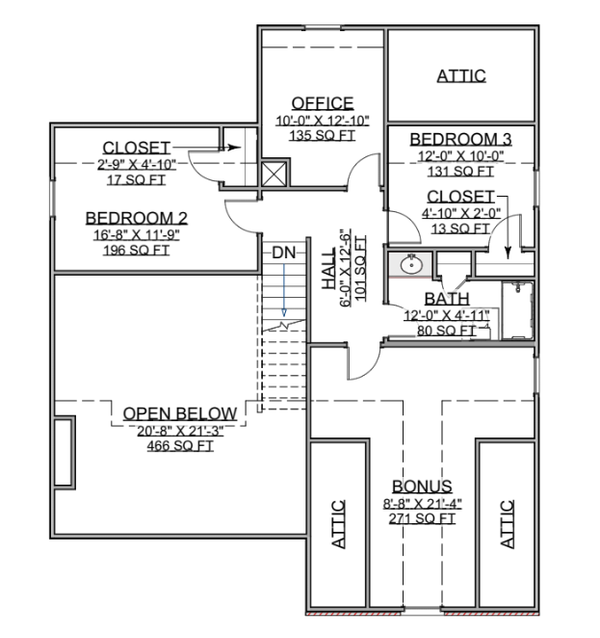 Craftsman Floor Plan - Upper Floor Plan #1116-17