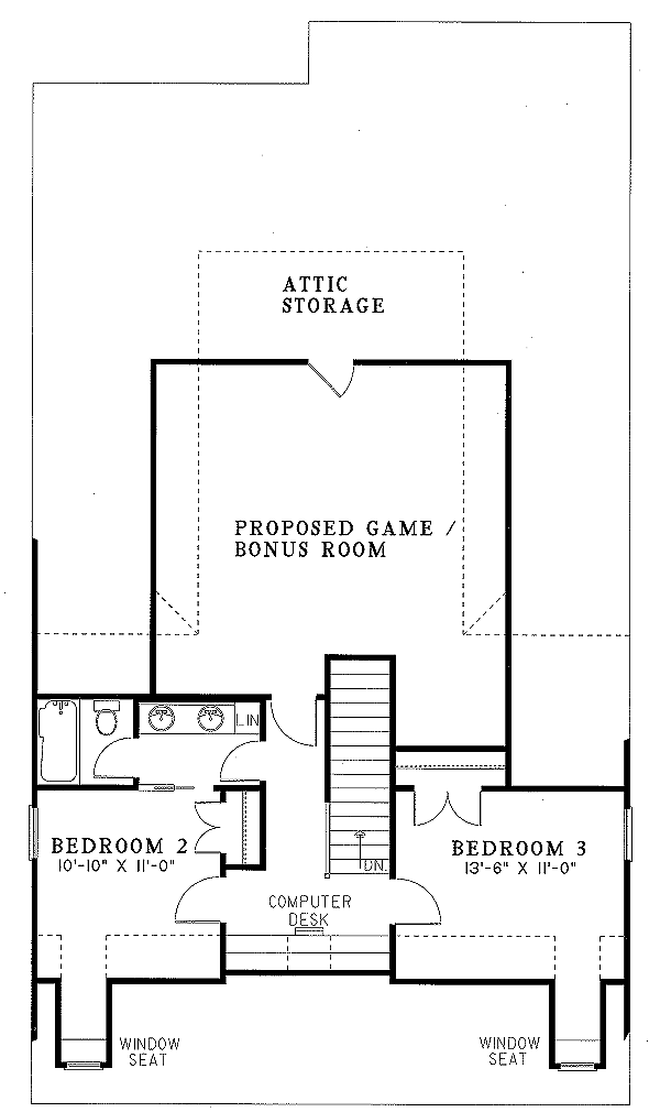 Architectural House Design - Traditional Floor Plan - Upper Floor Plan #17-2052