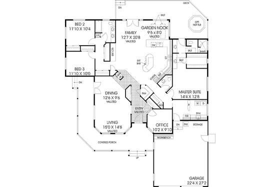 Floor Plan - Main Floor for Country House Plan #60-644 - 3 bed, 2.5 bath