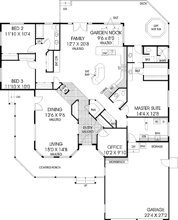 House Blueprint - Country Floor Plan - Main Floor Plan #60-644