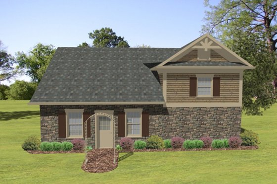 Exterior - Front Elevation for Craftsman House Plan #56-610 - 1 bed, 1 bath