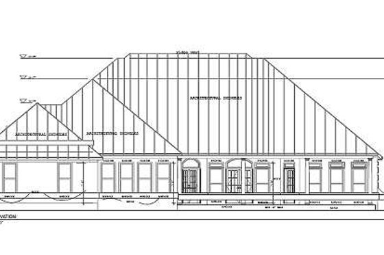 Exterior - Rear Elevation for European House Plan #63-122 - 3 bed, 3.5 bath