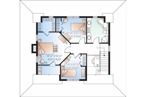 Floor Plan - Upper Floor for Traditional House Plan #23-822 - 3 bed, 1.5 bath