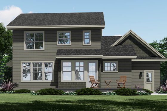 Exterior - Rear Elevation 1 for Traditional House Plan #51-1195 - 3 bed, 2.5 bath