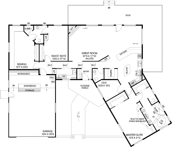 Dream House Plan - Ranch Floor Plan - Main Floor Plan #60-581