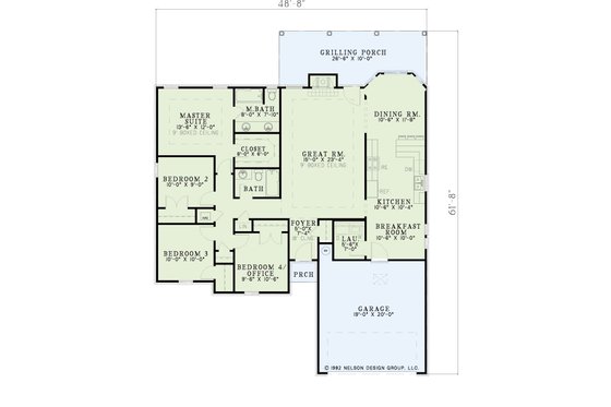 Floor Plan - Main Floor for European House Plan #17-570 - 4 bed, 2 bath