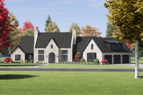 Exterior - Front Elevation 4 for European House Plan #1096-22 - 4 bed, 4.5 bath