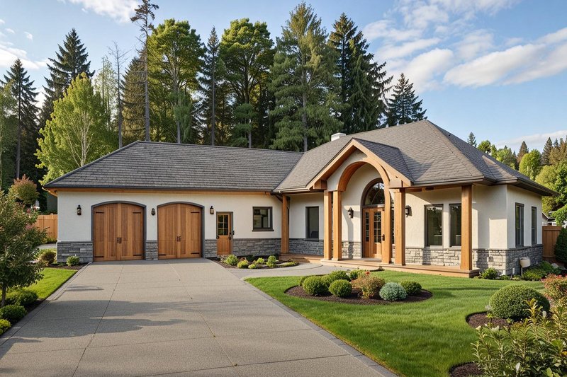 Home Plan - Exterior - Front Elevation 2 for Adobe / Southwestern House Plan #117-832 - 3 bed, 2 bath