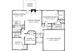 Floor Plan - Main Floor for Traditional House Plan #453-63 - 3 bed, 2 bath
