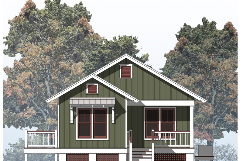 House Plan Design - Exterior - Front Elevation for Cottage House Plan #536-9 - 2 bed, 1 bath