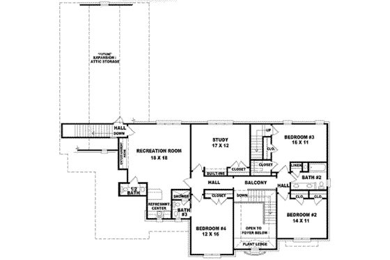 Floor Plan - Upper Floor for European House Plan #81-1181 - 4 bed, 4 bath