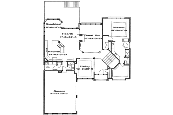 Floor Plan - Main Floor for European House Plan #6-184 - 3 bed, 2.5 bath