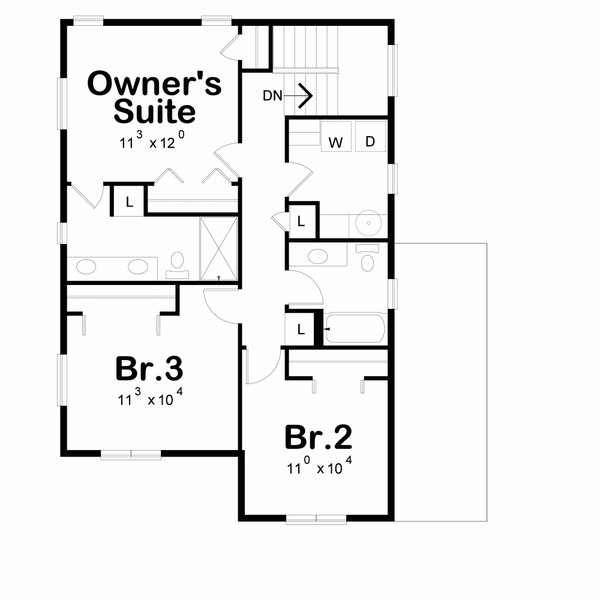 Home Plan - Floor Plan - Upper Floor for Contemporary House Plan #20-2641 - 3 bed, 2.5 bath