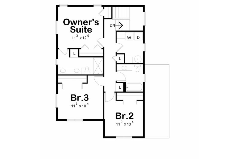 Home Plan - Floor Plan - Upper Floor for Contemporary House Plan #20-2641 - 3 bed, 2.5 bath
