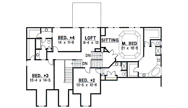 Southern Floor Plan - Upper Floor Plan #67-600