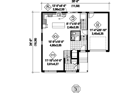 Floor Plan - Main Floor for Contemporary House Plan #25-4401 - 4 bed, 2.5 bath